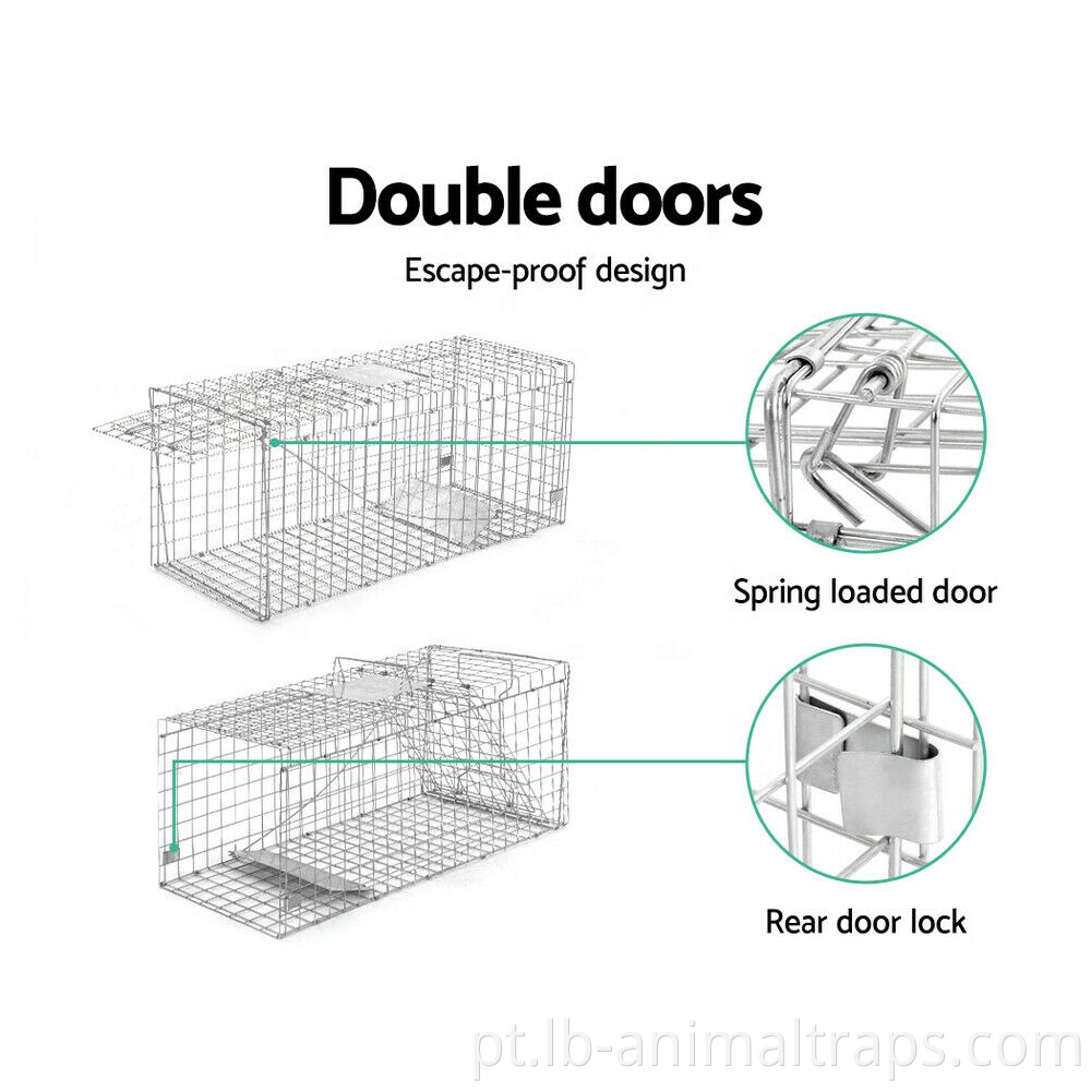 Armadilha grande gaiola de arame humano grande animal viva rato rato selvagem apanhador de gatos de gato de cachorro selvagem